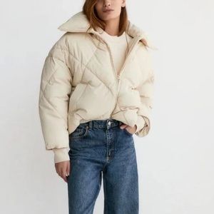 ZARA Bloggers Favorite Elastic Trim Padded Jacket